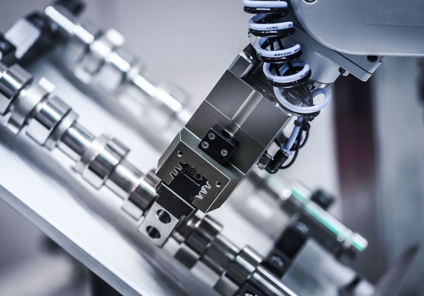 Präzisions-Industrieroboter montiert Metallkomponente