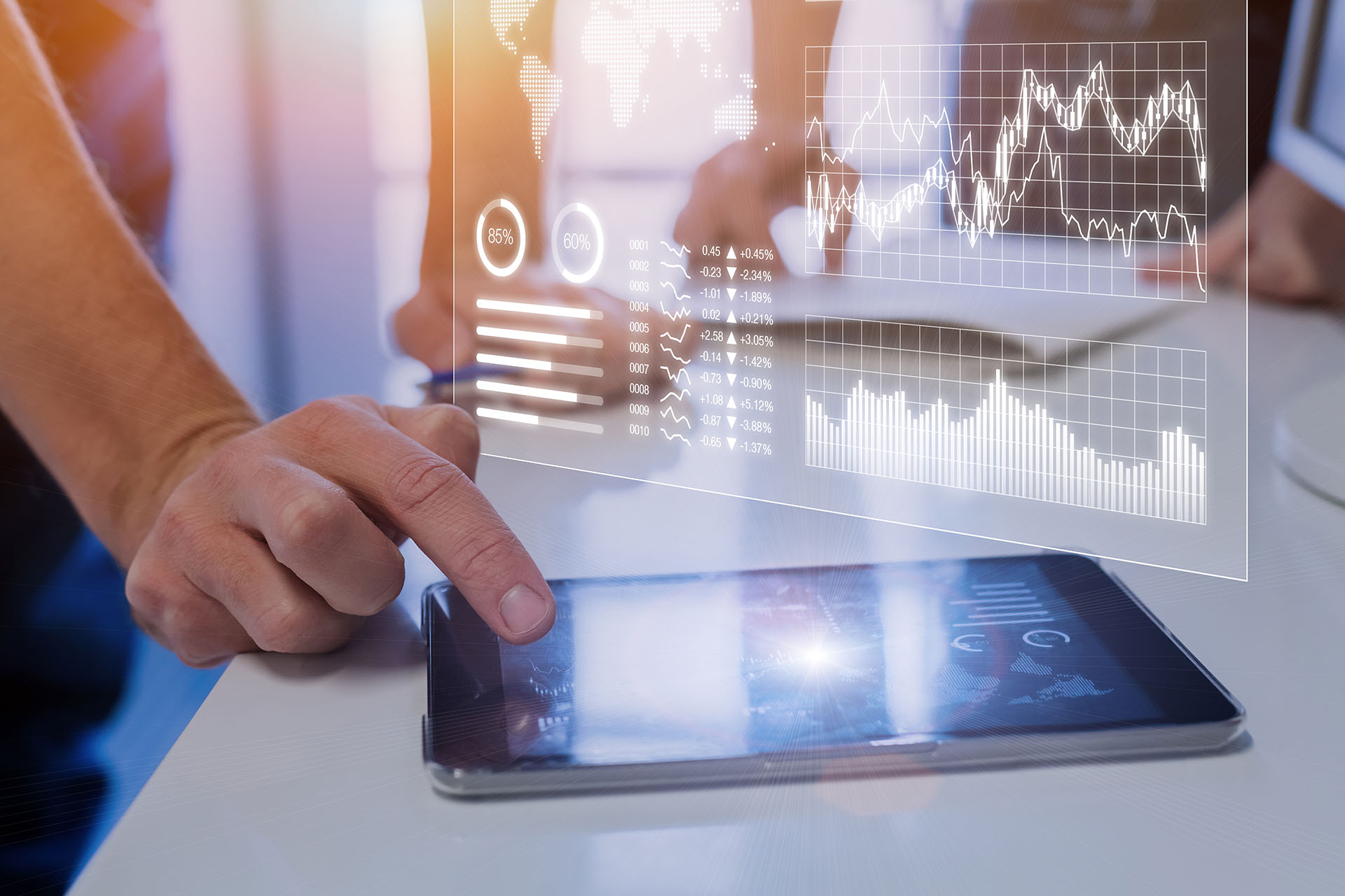 Foto eines Tablets mit interaktivem Display